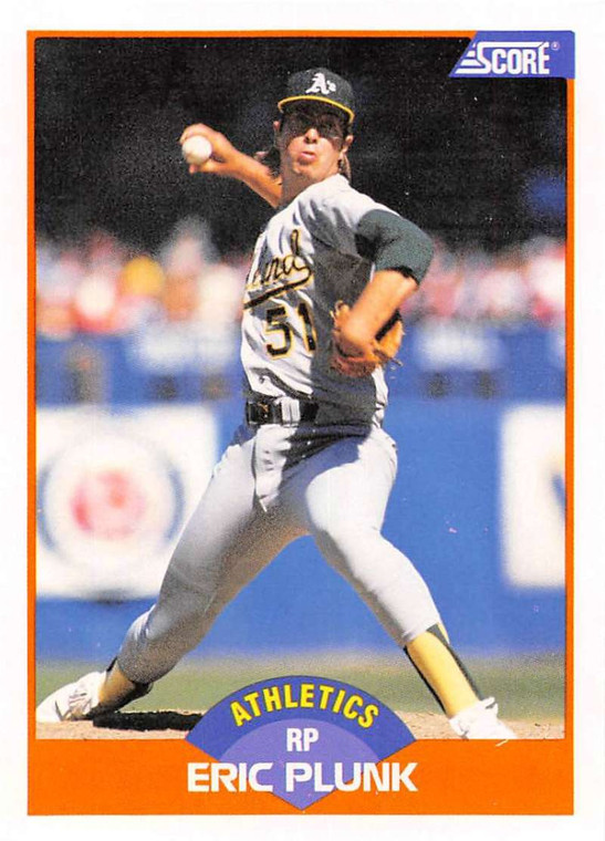 1989 Score #392 Eric Plunk VG Oakland Athletics 