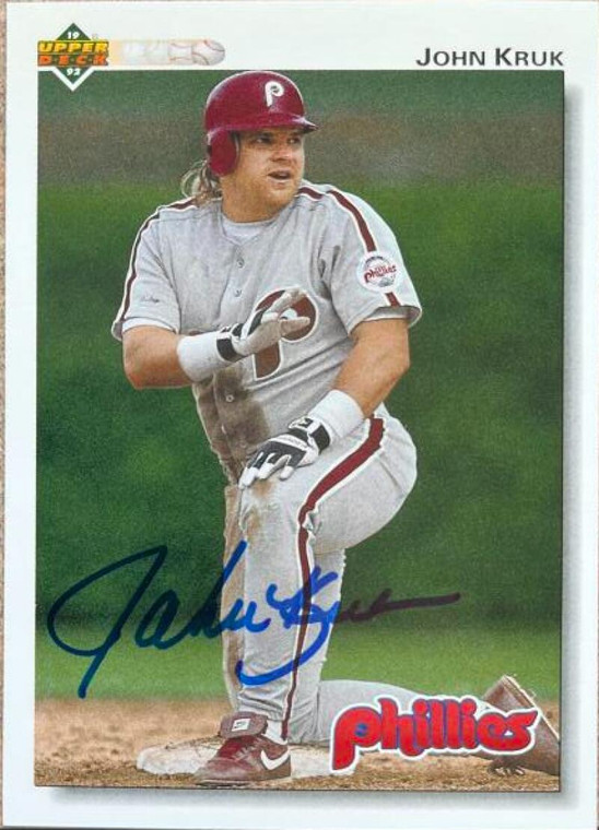 John Kruk Autographed 1992 Upper Deck #326 Philadelphia Phillies Card