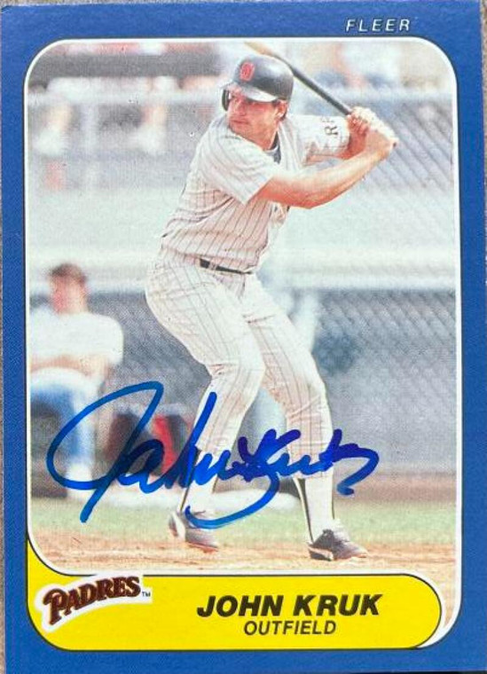 John Kruk Autographed 1986 Fleer Update #U-61 San Diego Padres Card