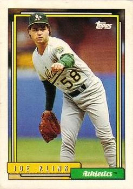 1992 Topps #678 Joe Klink VG Oakland Athletics 