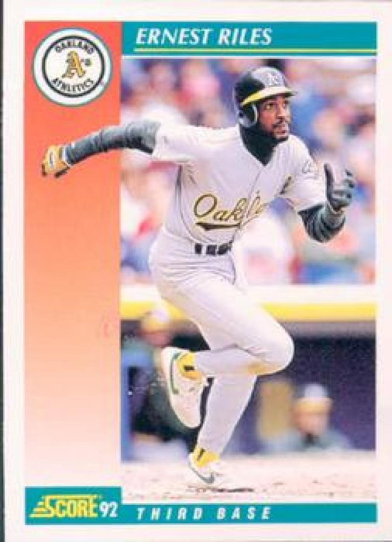 1992 Score #222 Ernest Riles VG  Oakland Athletics 