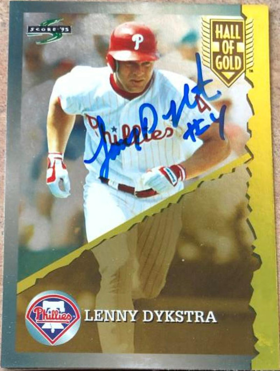 Lenny Dykstra Autographed 1995 Score Hall of Gold #HG21