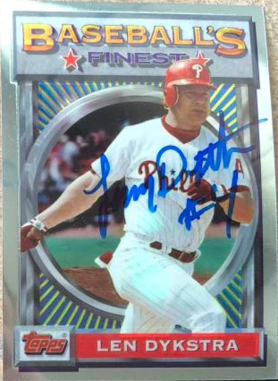 Lenny Dykstra Autographed 1993 Topps Finest #177