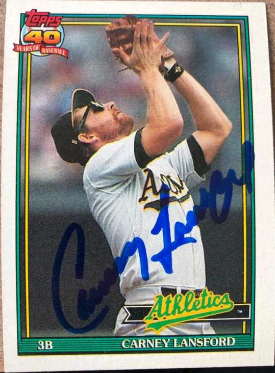 Carney Lansford Autographed 1991 Topps #502