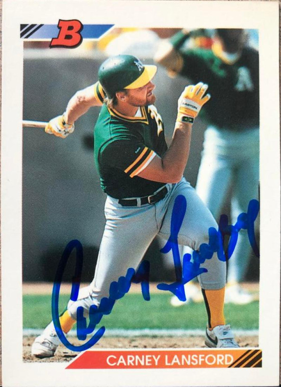 SOLD 87403 Carney Lansford Autographed 1992 Bowman #78