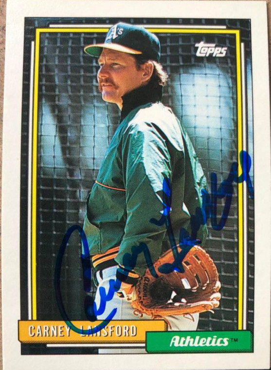 Carney Lansford Autographed 1992 Topps #495