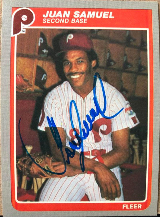 Juan Samuel Autographed 1985 Fleer #264 Philadelphia Phillies Card