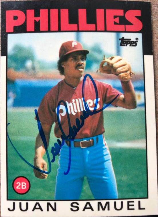 Juan Samuel Autographed 1986 Topps Tiffany #475 Philadelphia Phillies Card