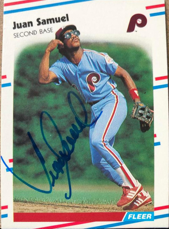 Juan Samuel Autographed 1988 Fleer #314 Philadelphia Phillies Card