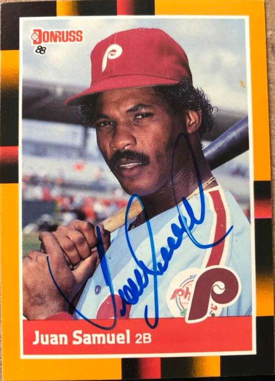 Juan Samuel Autographed 1988 Donruss Baseball's Best #215 Philadelphia Phillies Card