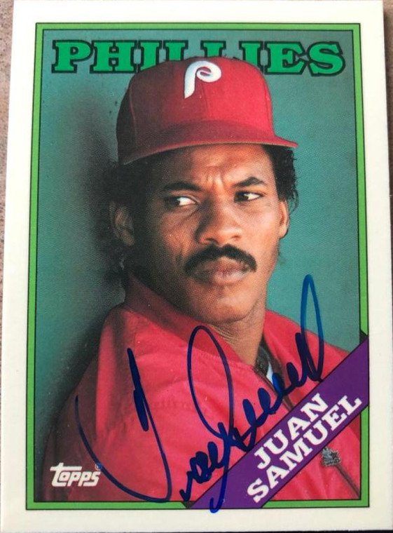 Juan Samuel Autographed 1988 Topps Tiffany #705 Philadelphia Phillies Card