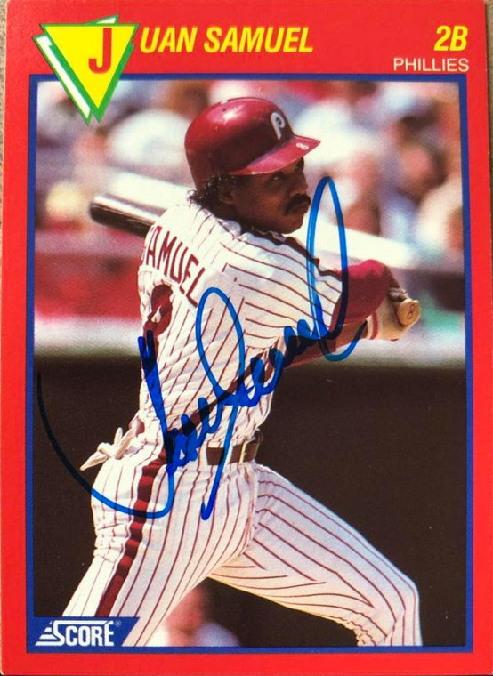 Juan Samuel Autographed 1989 Score Baseball's 100 Hottest Players #26 Philadelphia Phillies Card