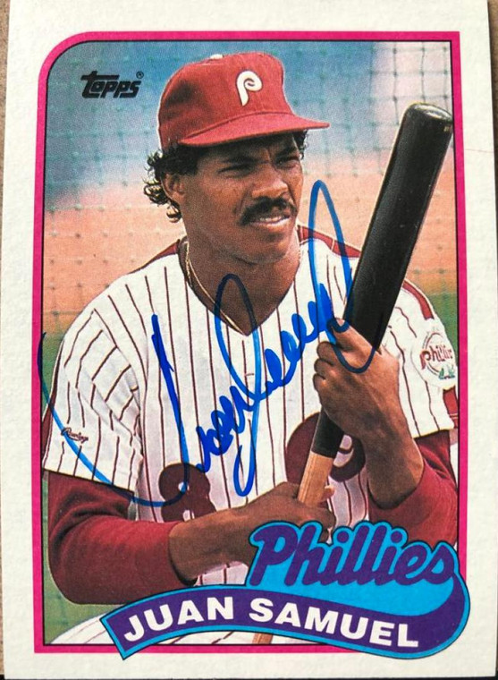 Juan Samuel Autographed 1989 Topps #575 Philadelphia Phillies Card