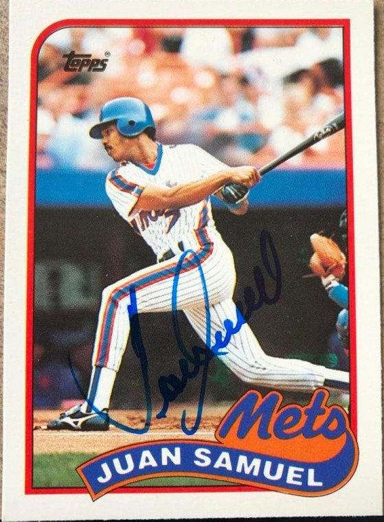 Juan Samuel Autographed 1989 Topps Traded #108T New York Mets Card