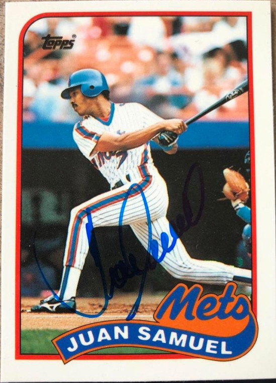 Juan Samuel Autographed 1989 Topps Traded Tiffany #108T New York Mets Card