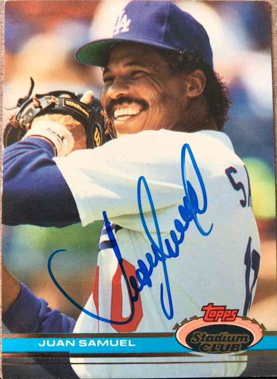 Juan Samuel Autographed 1991 Stadium Club #495