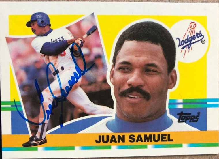 Juan Samuel Autographed 1990 Topps Big #283 Los Angeles Dodgers Card
