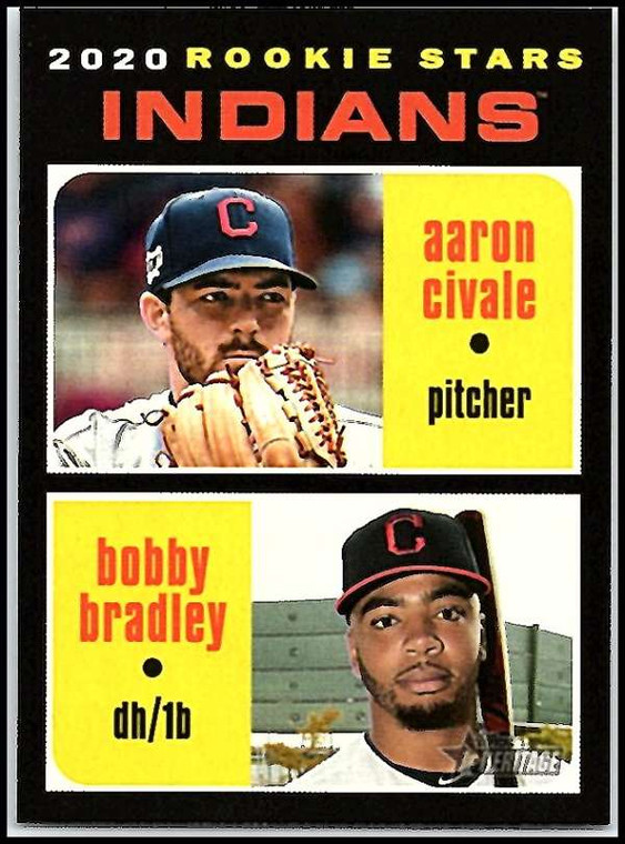 2020 Topps Heritage #83 Aaron Civale/Bobby Bradley NM-MT RC Rookie Cleveland Indians 