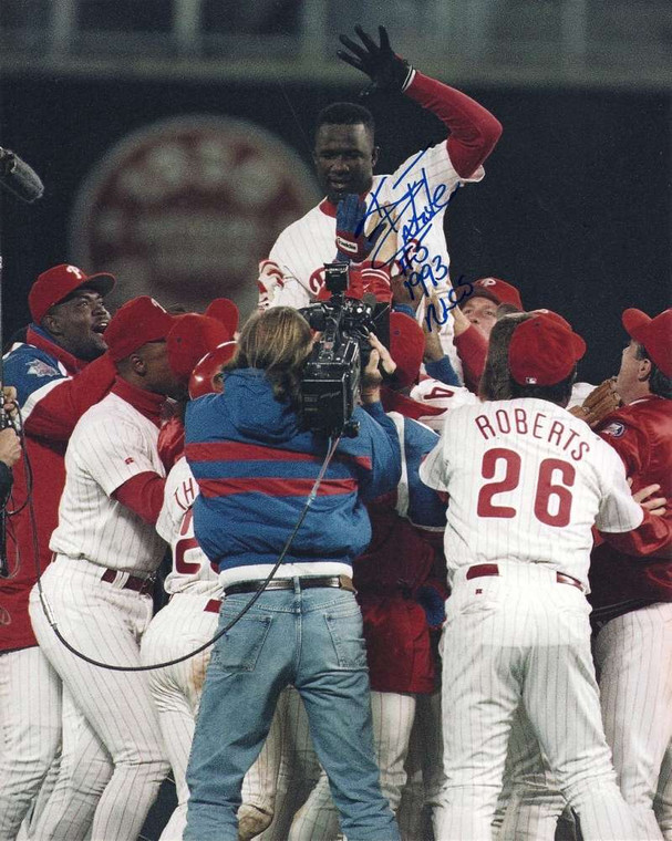 Kim Batiste Autographed Phillies 8 x 10 Photo 
