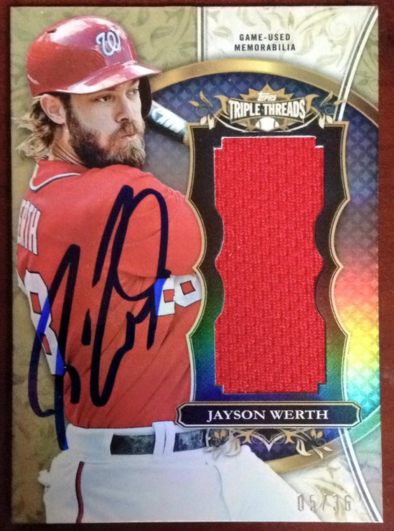 Jayson Werth Autographed 2013 Topps Triple Threads Unity Jumbo Relics Limited Edition 5/36