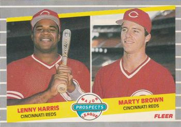 1989 Fleer #645 Lenny Harris/Marty Brown Prospects VG RC Rookie Cincinnati Reds 