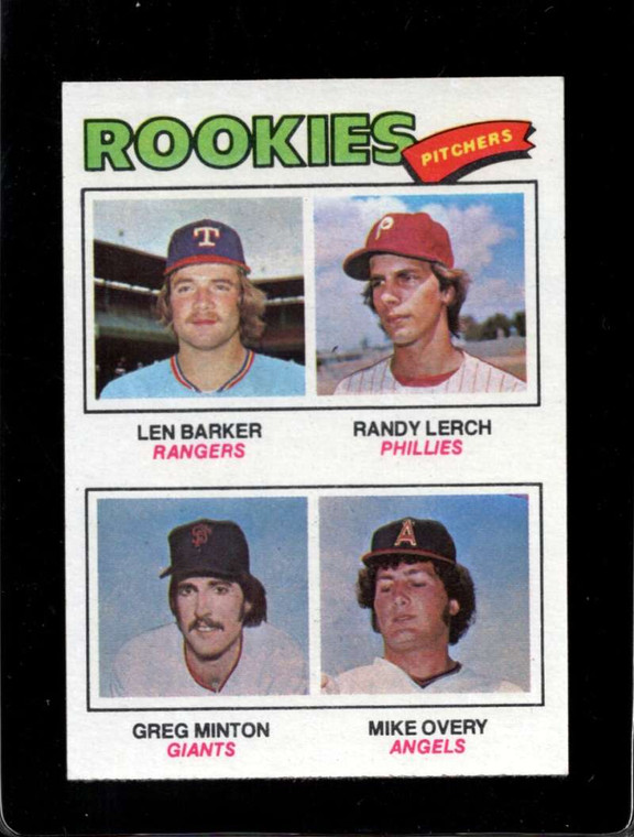 1977 Topps #489 Len Barker/Randy Lerch/Greg Minton/Mike Overy Rookie Pitchers VG RC Rookie Texas Rangers/Philadelphia Ph
