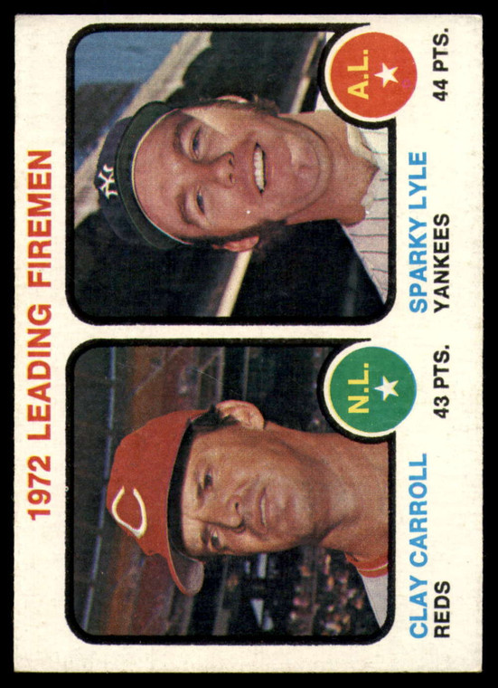 1973 Topps #68 Clay Carroll/Sparky Lyle Saves Leaders VG Cincinnati Reds/New York Yankees 
