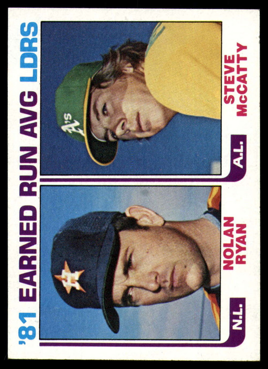 1982 Topps #167 Nolan Ryan/Steve McCatty ERA Leaders VG Houston Astros/Oakland Athletics 