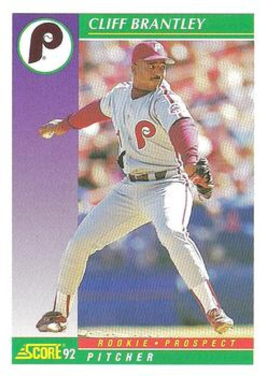 1992 Score #854 Cliff Brantley VG  RC Rookie Philadelphia Phillies 