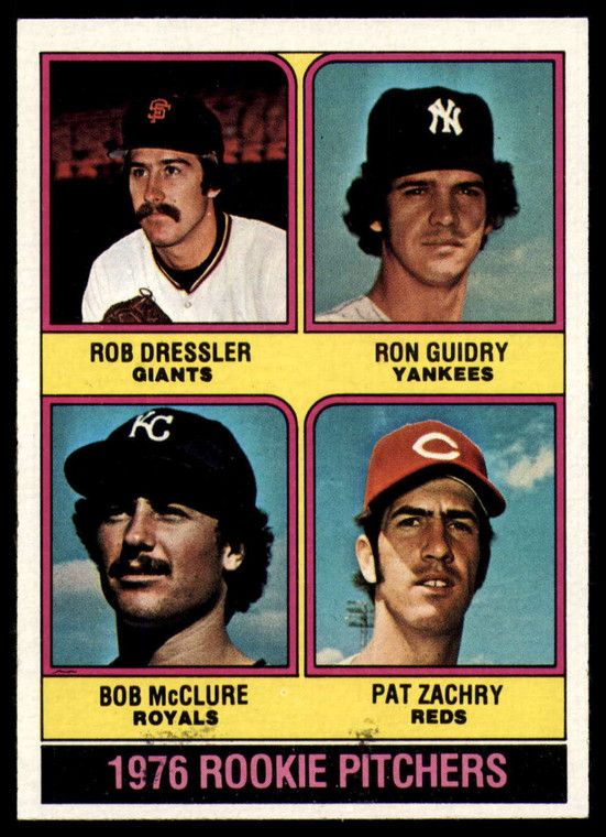 SOLD 86122 1976 Topps #599 Rob Dressler/Ron Guidry/Bob McClure/Pat Zachary Rookie Pitchers VG RC Rookie San Francisco Giants/New Yo