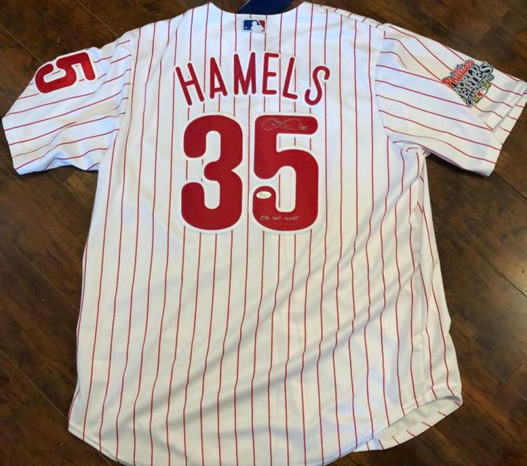 Cole Hamels '08 W.S. MVP Autographed Philadelphia Phillies Majestic Cool Base Jersey JSA Witness