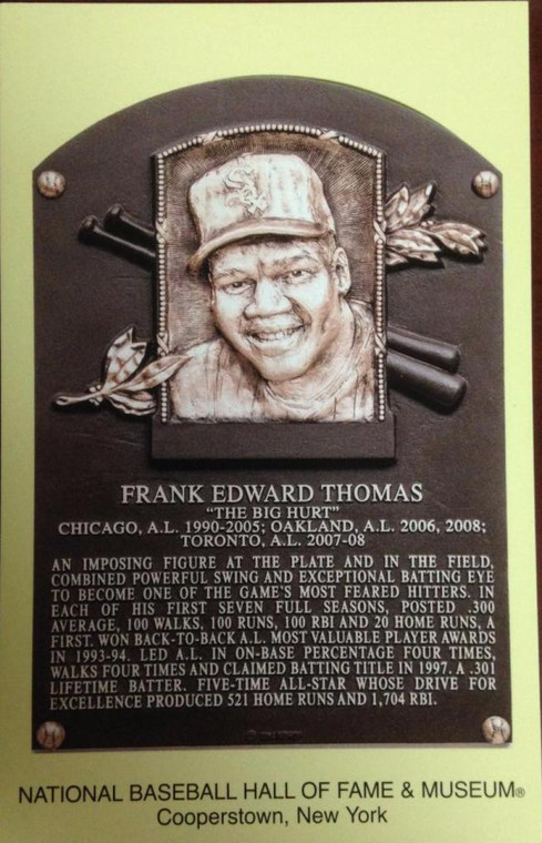 Frank Thomas Stamped and Canceled Hall of Fame Gold Plaque Postcard