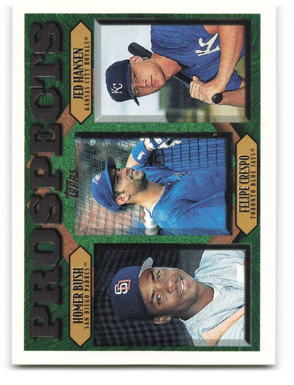 1997 Topps #203 Homer Bush/Felipe Crespo/Jed Hansen VG  San Diego Padres/Toronto Blue Jays/Kansas City Royals 