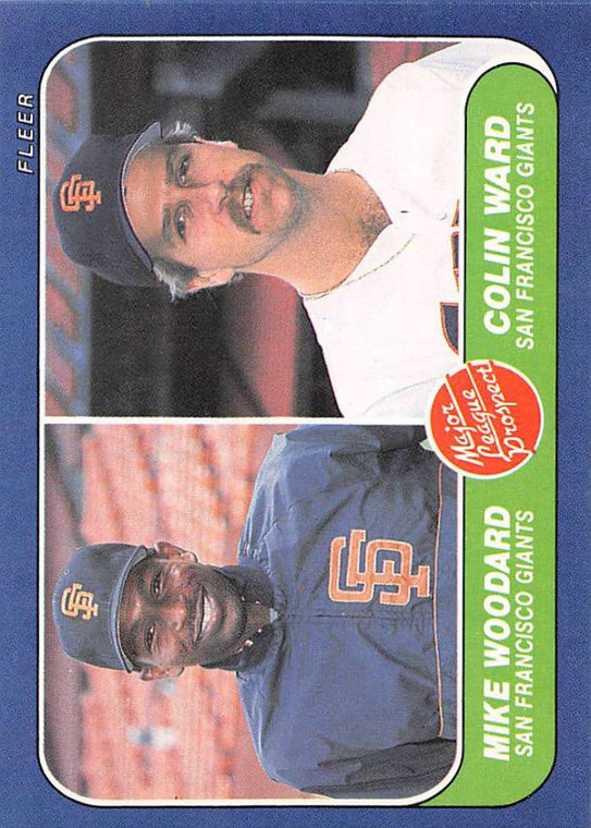 1986 Fleer #645 Mike Woodard/Colin Ward Prospects VG RC Rookie San Francisco Giants 