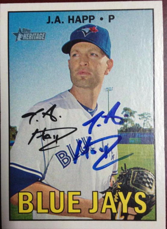 JA Happ Autographed 2016 Topps Heritage #586