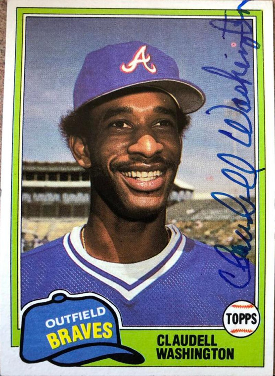 Claudell Washington Autographed 1981 Topps Traded #854 Atlanta Braves Card
