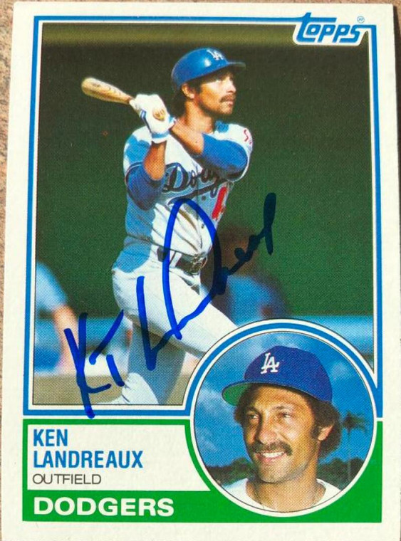 Ken Landreaux Autographed 1983 Topps #376 Los Angeles Dodgers Card