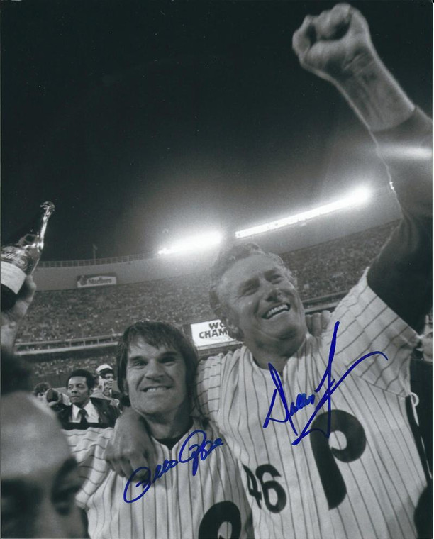 Pete Rose & Dallas Green 1980 World Series Autographed Phillies  8 x 10  Photo 