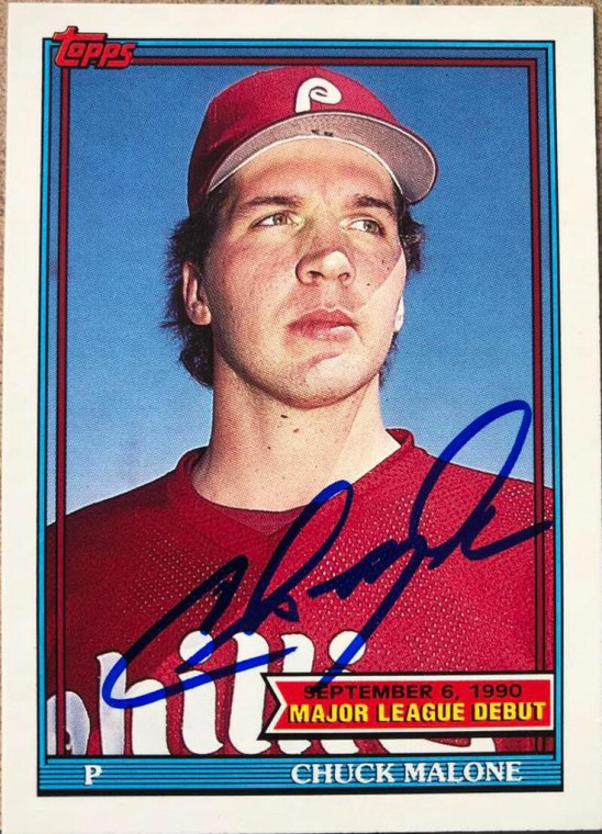 Chuck Malone Autographed 1991 Topps Major League Debut 1990 #95