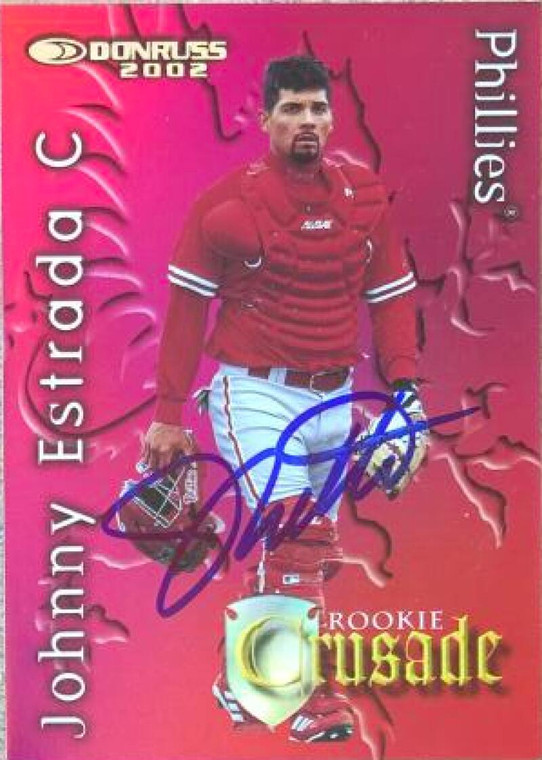 Johnny Estrada Autographed 2002 Donruss - The Rookies - Crusade #RC-7 LE 0643/1500