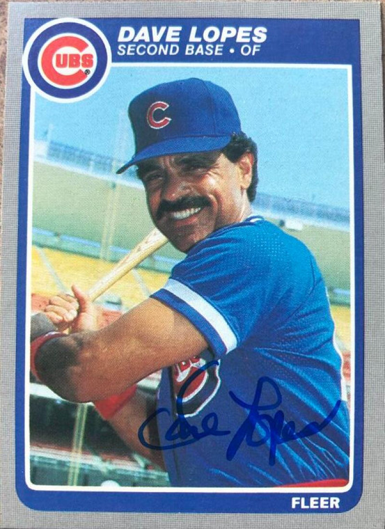 Davey Lopes Autographed 1985 Fleer #60 Chicago Cubs Card