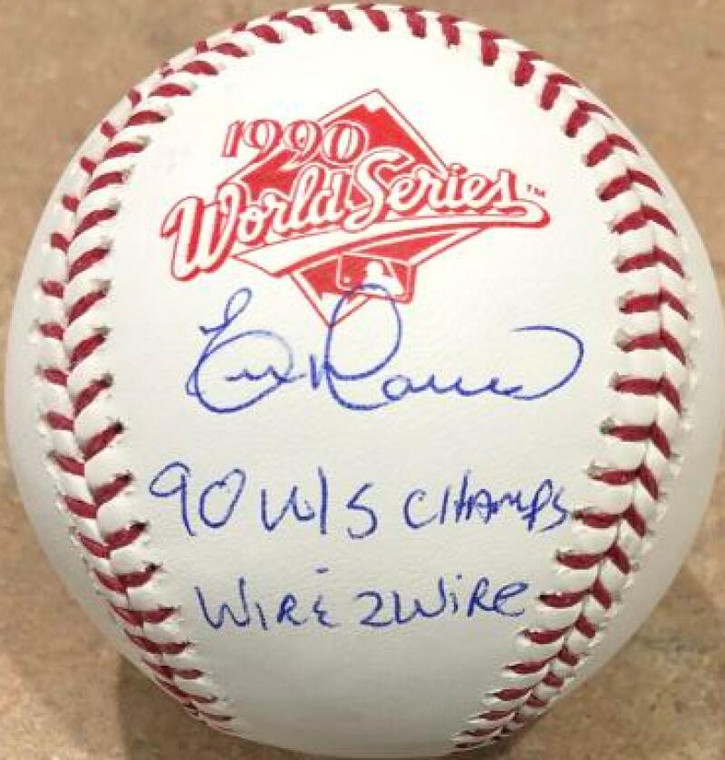 Eric Davis Autographed 1990 World Series Baseball 90 WS Champs! Wire 2 Wire