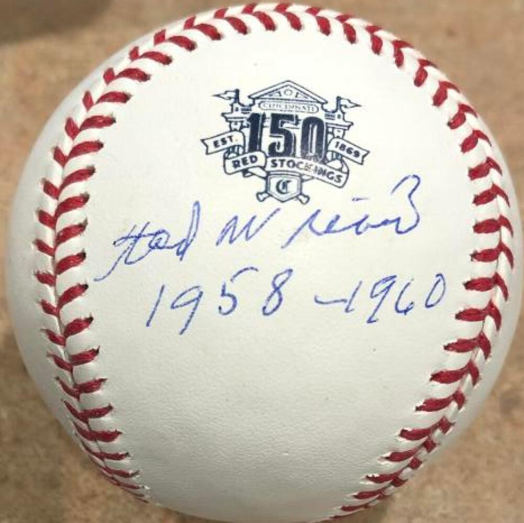 Ted Wieand Autographed Cincinnati Reds 150th Anniversary Baseball 1958-1960