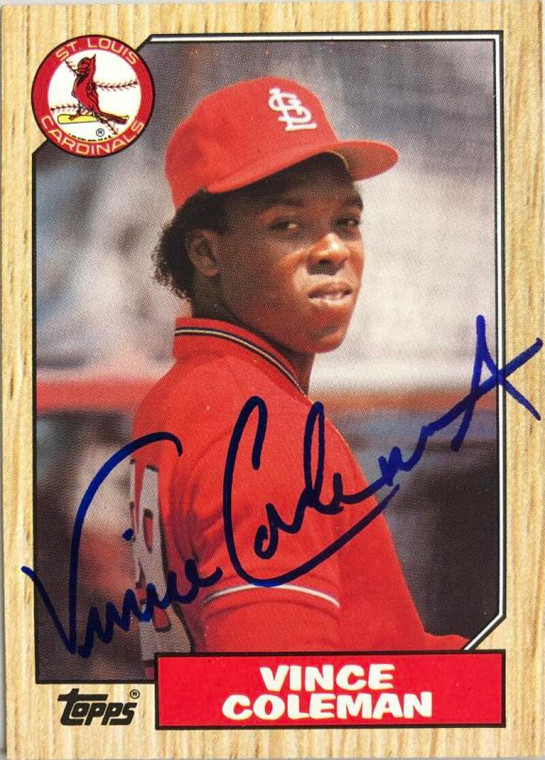 Vince Coleman Autographed 1987 Topps #590 St. Louis Cardinals Card