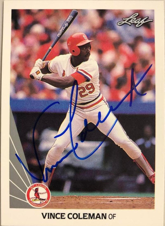 Vince Coleman Autographed 1990 Leaf #90