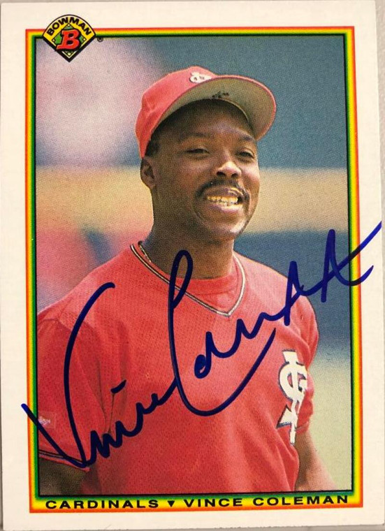 Vince Coleman Autographed 1990 Bowman #198