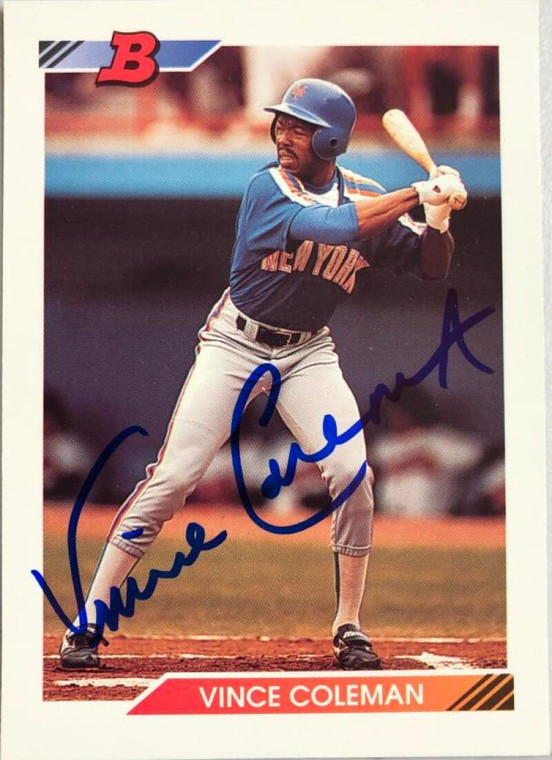 Vince Coleman Autographed 1992 Bowman #613