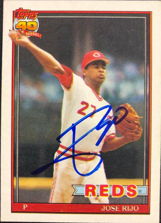 Jose Rijo Autographed 1991 Topps #493 Cincinnati Reds Card 