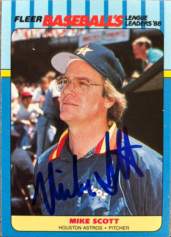 Mike Scott  Autographed 1988 Fleer League Leaders #36