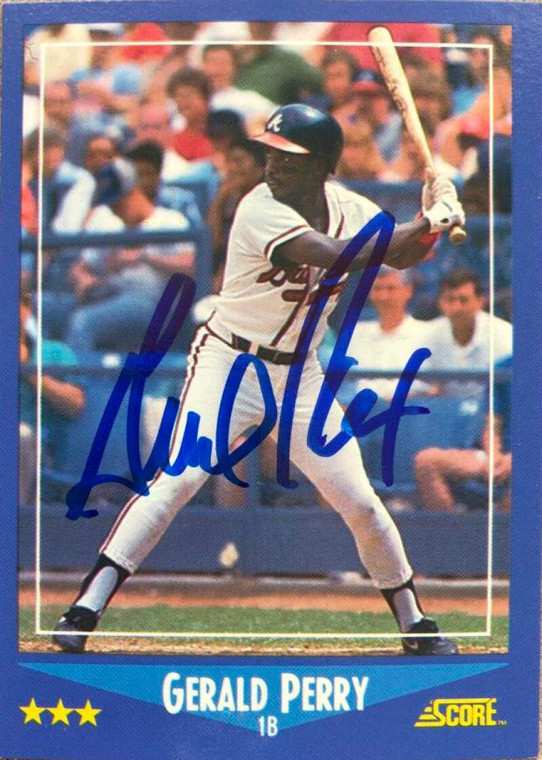 SOLD 105572 Gerald Perry Autographed 1988 Score #136